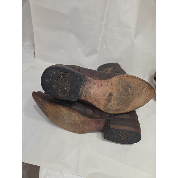 El Malcreado COWBOY BOOT. Alligator Crocodile Tail Leather. Size 9 And 1/2